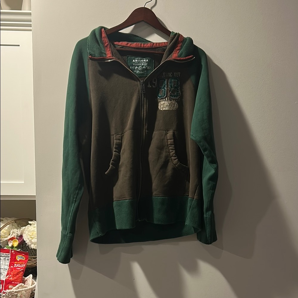 Green and Brown Zip-Up Hoodie